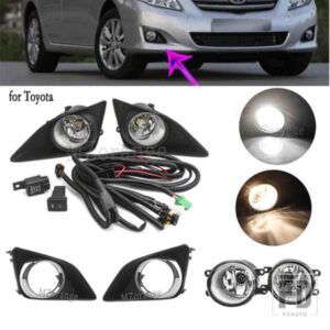 フォグランプ LED トヨタカローラ 2007-2010 フォグランプクロームフォグライトカバーグリルベゼルケーブルスイッチヘッドライト H11 アクセサリー