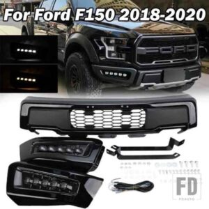 DRL フロントバンパーアセンブリフォード F-150 2018-2020 RT スタイルアンダーグリル LED デイタイムランニングライトヘッドライトカーアクセサリー