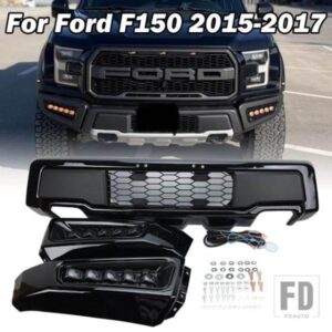 フロントロアバンパーグリル LED DRL フォード F-150 2015-2017 RT スタイルデイタイムランニングライトヘッドライトカーアクセサリー