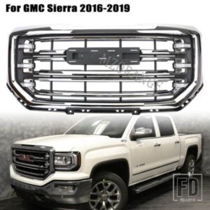 フロントアッパーグリルバンパーメッシュフードグリル GMC シエラ 1500 2016-19 車クロームレーシンググリルネットアクセサリー