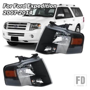 ヘッドライトフォードエクスペディション 2007 2008-2012 2013 2014 黒ヘッドライトヘッドランプ DRL ハイ/ロービームアセンブリアクセサリー