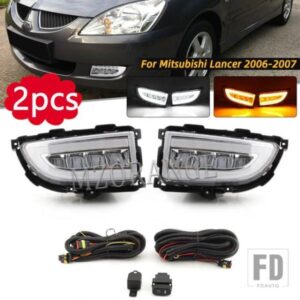 LED DRL 三菱ランサー 2004 2005 2006 デイタイムランニングライトヘッドライト LED フォグランプフォグランプフロントバンパーフォグライトワイヤー