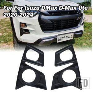 いすゞ D-MAX DMAX 2021-23 フロントフォグライトランプカバートリムヘッドライトカバーフレーム穴黒アクセサリー