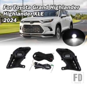 フォグランプトヨタグランドハイランダー 2024-2025 LED フォグライトヘッドライトフォグランプカバーフレームキットスイッチベゼルワイヤーアクセサリー