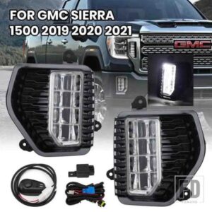 GMC シエラ 1500 2019-2020 ヘッドライト駆動フォグライト LED ヘッドライトベゼルフレームカバーグリルグリルカーアクセサリー