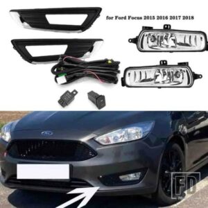 フォードフォーカス 2015-18 フォグランプフォードフォーカス MK3 ヘッドライトカバーハロゲン LED フォグランプランプクロームフレーム