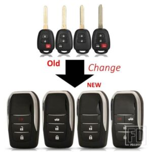 アップグレードキーハウジングキーシェルトヨタレイツカローラ VIOS カムリ RAV プラド YARIS 2014 2015 2/3/4 ボタン TOY43 ブレード
