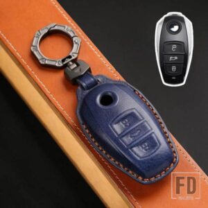 3 ボタン革キーケースカバーシェル VW フォルクスワーゲントゥアレグ 2017-21 キーフォブキーホルダーアクセサリー