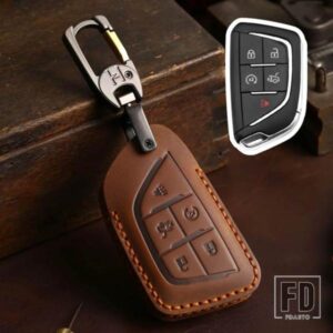 5 ボタン革キー FOB ケースカバーキーホルダーアクセサリーキャデラック CT5 CT4 CT6 XT5 XT6 XT4 LYRIQ エスカレード 2023 2022 2024