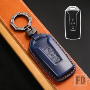 VW フォルクスワーゲントゥアレグ 2017-21 3 ボタン革キーケースカバーシェルキー FOB キーホルダーアクセサリー