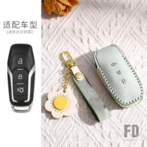 3 ボタンレザーキー FOB ケースカバーフォードフュージョン F-150 エクスプローラーエッジマスタングモンデオクーカ 2013-18