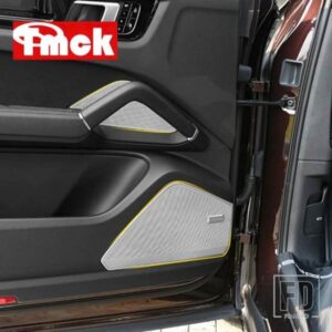 ポルシェカイエン用 2018-22 カーアクセサリーフロントリアドア上部アンダー + テールゲートトランクオーディオスピーカーカバートリム