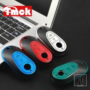 メルセデスベンツ C S クラス W206 W223 2021 2022 + TPU レザーテクスチャカーアクセサリーキーフロントリアケースシェルトリムカバー