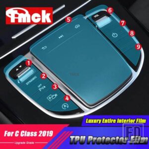 メルセデスベンツ C クラス W205 2019-21 カーセンターコンソールマウス高級インテリアモールディング TPU プロテクターフィルムアクセサリー