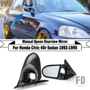 ホンダシビック 4DR セダン 1992-1995 手動ドアウイングビューミラースプーンスタイルバックミラーアクセサリー