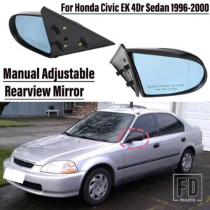 2 個手動サイドビューミラーカーボンルックホンダシビック EK 4DR セダン 1996-2000 スプーンスタイルバックミラー