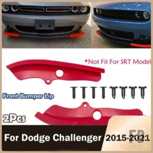 2X レッド/イエロー/ブラック フロントバンパー リップ スプリッター プロテクター シャベル カバー 2015-2021 ダッジ チャレンジャー スキャット パック R/