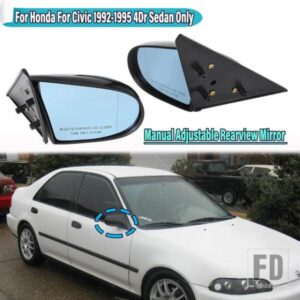 ペアバックミラースプーンスタイルマニュアルなサイドバックミラーホンダ用シビック 4DR セダン 1992-1995