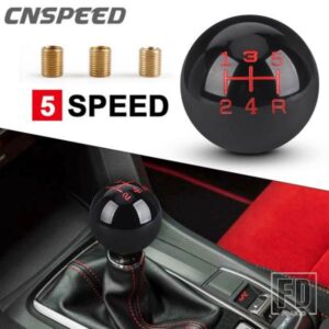 CNSPEED 5 スピードラウンドボールギアシフトノブ M8 M10 M12 アダプター交換シフター自動マニュアルスティックシフトヘッド