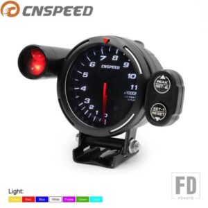 CNSPEED 80MM 7 色自動タコメーターゲージ 0-11000 RPM 高速ステッピングモーターシフトライトとピークハザード付き