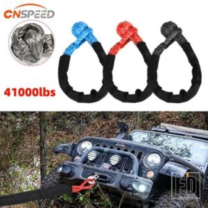CNSPEED 41000LBS 高耐久ソフトシャックル合成ロープオフロード 4X4 牽引シャックルストラップ スリーブ付き ジープトラック SUV用