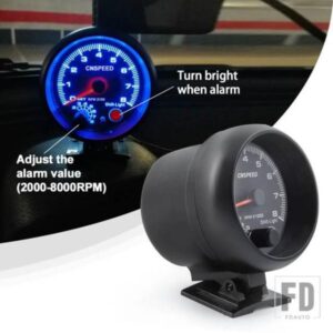 CNSPEED 12V タコメーター RPM ゲージ 3.75 ''車汎用ブラックタコメーターゲージブルーインターシフトライト 0-8000 RPM フィット 4 6 8 シリンダー