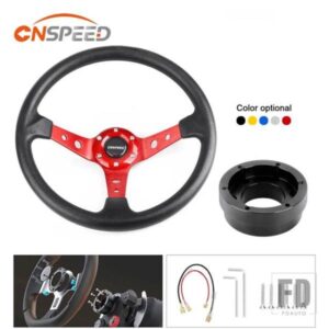 CNSPEED オートスポーツドリフトステアリングホイール 350 MM 14 インチアダプタープレート付き 70 MM PCD ロジクール G29 G920 G923 レースゲーム用