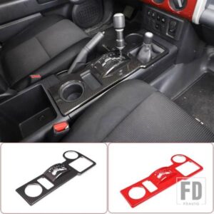 トヨタ FJ クルーザー 2007-2021 ABS カーボン/レッドカーセンターコントロールシフトパネル装飾ステッカーインテリアアクセサリー
