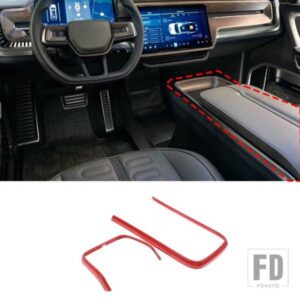 RIVIAN R1TR1S ABS レッド/オレンジカーセンターコンソールアームレストボックス外枠装飾ステッカーカーインテリアアクセサリー