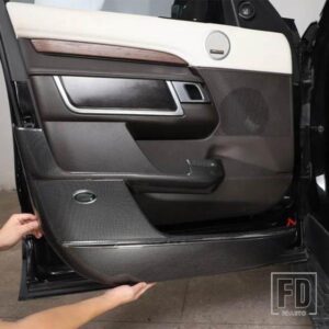 ABS カーボン車インナードアパネル抗キックカバートリムステッカーランドローバーディスカバリー 5 2017-2022 ACCESSORI