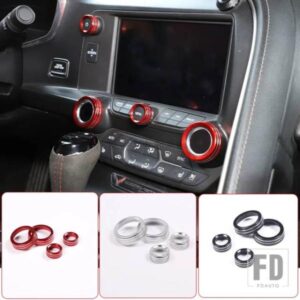 シボレーコルベット C7 2014-2019 合金/レッドカーエアコンボリュームノブカバーカーアクセサリー