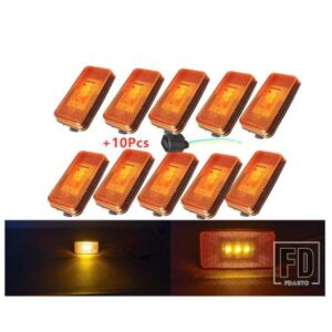 スカニアサイドマーカー用24VアンバーLEDライト10個スカニアクリアランスランプトラックボディパーツコネクタ10個付き