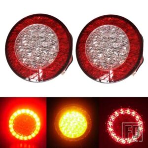 2X E4 95MM 高輝度トラック丸型テールライト 12V レッドアンバー LED テールランプ トレーラートラックバス車ストップウィンカーバックライト用