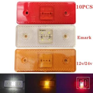 10X E8 24V 12V LEDリフレクターランプトラックアウターライトサイドマーカートレーラーライトバストラック110X40MMレッドアンバーホワイトEマーク
