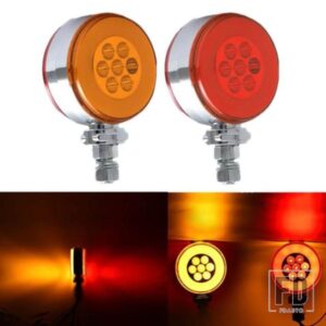 デュアルフェイスストロボライト 12V 24V LEDヘッドライト ラウンド 4インチ サイドハザード灯 ハローリングインジケーター フラッシュ