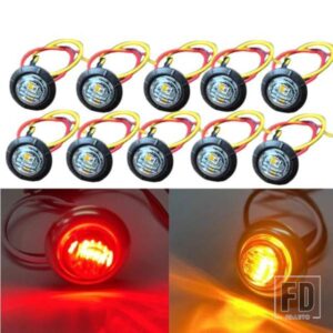 DIY デュアル アンバー レッド 12V-24V 3/4インチ 密閉型 LED トラック トレーラー バス 大型トラック サイドマーカー クリアランスランプ キャラバン アウ