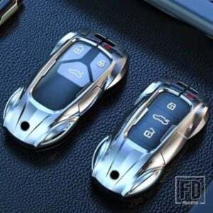 AUDI A6 A4 A3 Q2 Q3 Q5 Q7 A7 A8用 合金製車用キーケースカバー ブティックメタルレザーキーチェーン付き キーシェルプロテクター