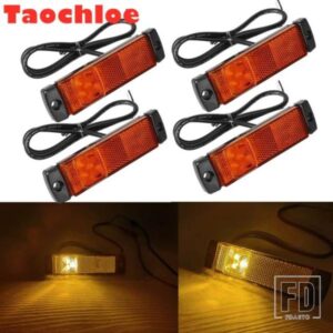 4個 EMARK 1697119 DAF CF75 CF85 XF95 XF105 トラック オレンジ マーカーライト 3LEDS 24V アンバー サイドマーキングランプ