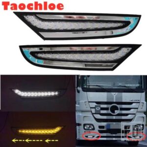 1ペアRH LHホワイトアンバーMP3 DRL MP3デイタイムランニングライトバンパーライトBENZトラックMP3用