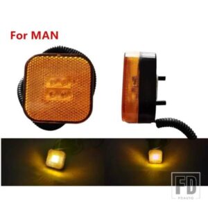 1X 2.4インチ 24V LED サイドマーカーライトMAN トラック TGS/TGM フロントホイールトリムフェンダーランプ OEM81252606101 81252606096 81252606097