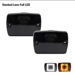 ジープ フロントバンパー スイッチバック ホワイトアンバー 3156 LED ラングラー YJ デイタイム ランニング ライト ターン シグナル ライト 19 - Smoked Lens