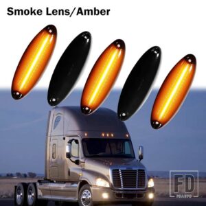 5個入りキャブルーフトップマーカーランニングライト 12 LEDフロントキャブルーフクリアランスシグナルライト フレイトライナー カスケディア - Smoked lens Amber
