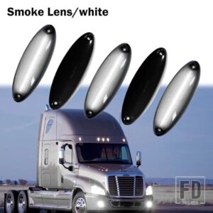 5個入りキャブルーフトップマーカーランニングライト 12 LEDフロントキャブルーフクリアランスシグナルライト フレイトライナー カスケディア - Smoked Lens White