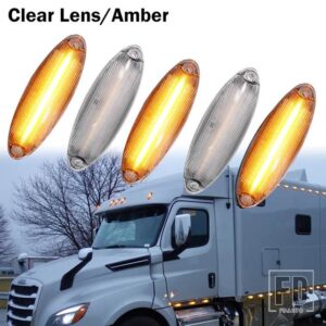 5個入りキャブルーフトップマーカーランニングライト 12 LEDフロントキャブルーフクリアランスシグナルライト フレイトライナー カスケディア - Clear Lens Amber