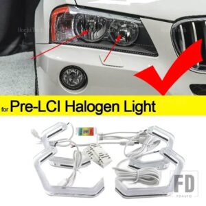 BMW M4スタイル LEDエンジェルアイキットリング RGBカラー アプリコントロール ヘッドライトランプ X3 F25 2010-2016 XDRIVE25I 30I 18D 20D 3 - for pre-lci halogen