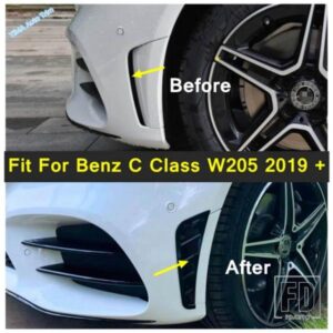 メルセデスベンツ Cクラス W205 2019-21用 フロントバンパースポイラー エアベントアウトレットフェンダー装飾フレームカバートリムアクセサリ