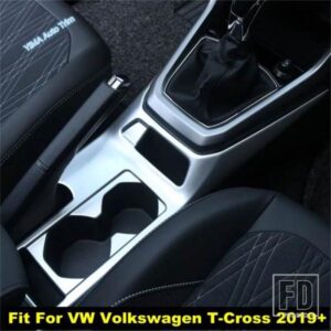 VW 自動車用 ウォーターカップ ギアシフトパネル 装飾カバートリム ステンレスアクセサリー T-CROSS 2019-23用