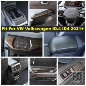 VW 木目調オートダッシュボードエアベント/アームレストボックス/ステアリングホイールカバートリム ID.4 ID4 2021 - 2024 アクセサリー