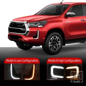 トヨタ 1セット LEDデイタイムランニングライト ダイナミックターンイエローシグナルカーLED DRLデイライト ハイラックス レボ ロッコ 2020 20