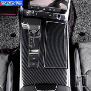 アウディ コンソールギアシフトコントロールパネルカバー A6 C8 2019-2022 装飾カーボンテクスチャギアシフトトリムインテリアカーアクセサリー